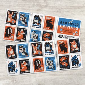Baby Wild Animals Stamps, Booklet of 20
